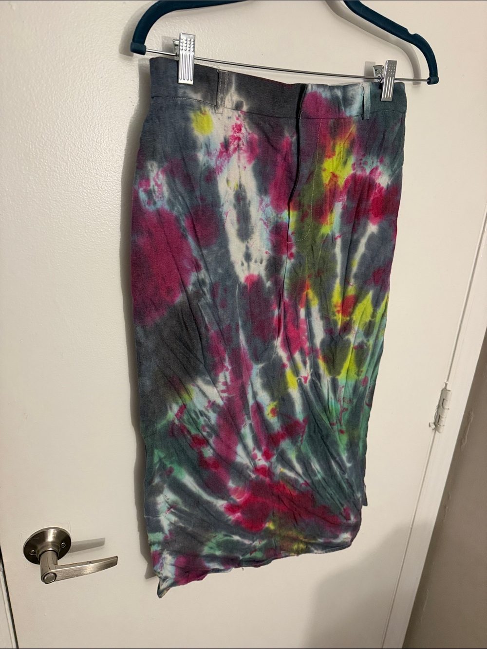 Cider Tie-Dye Maxi Skirt in Gray, Pink, Green & Yellow